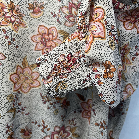 Philosophy Tunic Blouse Long Sleeve Brown Pink Floral Sheer V-Neck Woman’s 1X - Picture 7 of 15